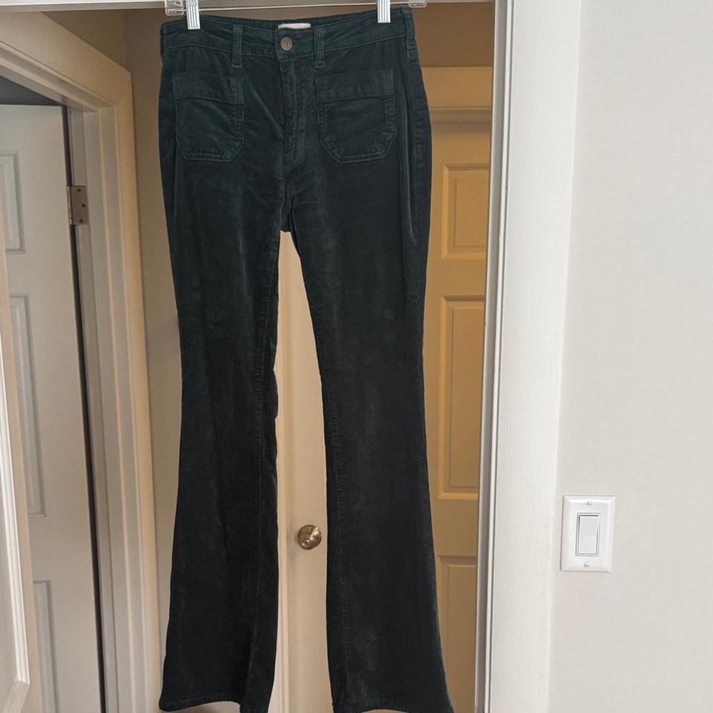 Pilcro Dark Green Corduroy Flare Pants